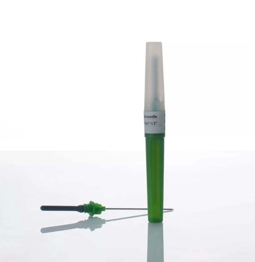Игла двусторонняя с прозрачной камерой 0,8x38мм 21G*1 1/2  для забора венозной крови зеленая(100 шт.)