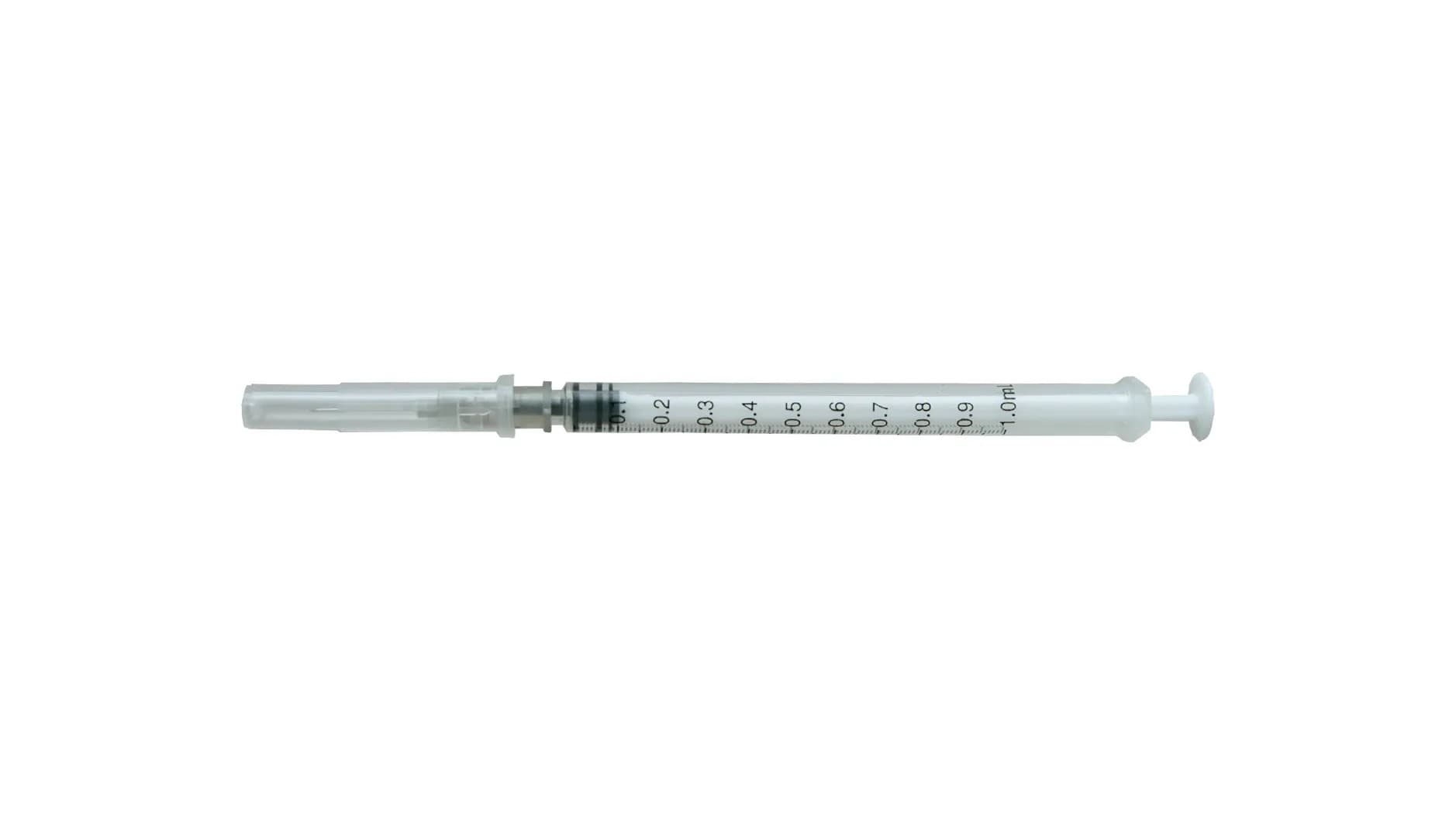 Шприц одноразовый трёхкомпонентный 1мл, с иглой 27G x 1/2" (0.4 х 13мм) (100 шт)